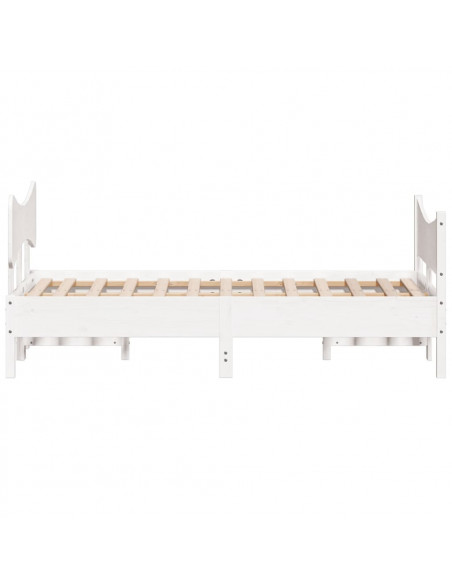 Giroletto con Testiera Bianco 120x190 cm Legno Massello di Pino