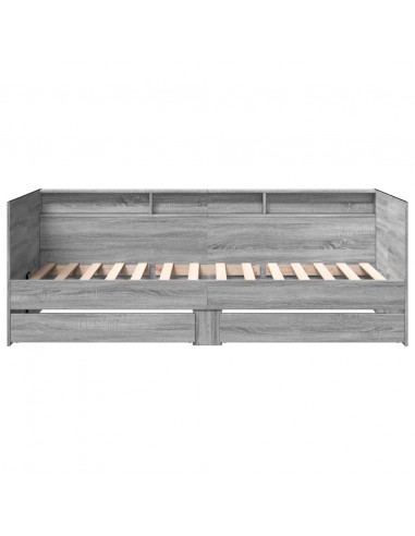 Divano Letto con Cassetti Grigio Sonoma 75x190 cm Multistrato