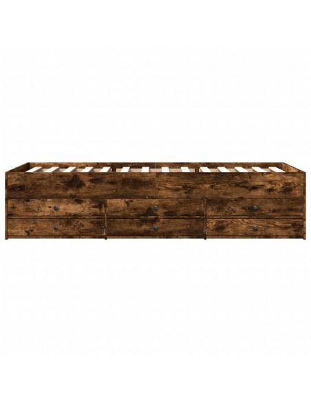 Divano Letto con Cassetti Rovere Fumo 75x190 cm Multistrato