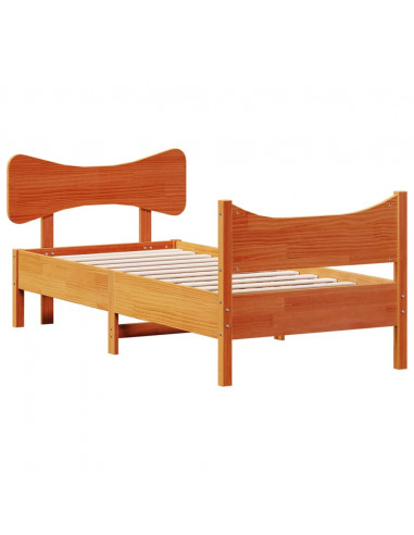 Giroletto con Testiera Marrone Cera 90x200 cm Massello Pino