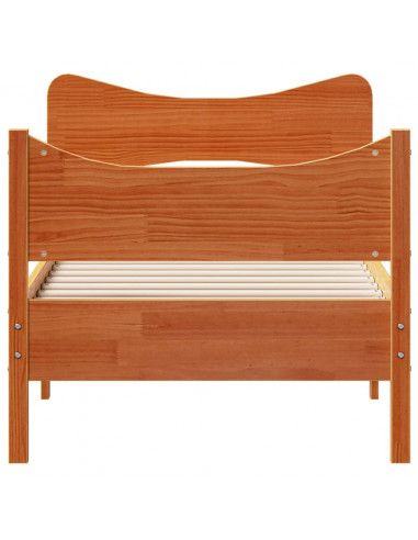 Giroletto con Testiera Marrone Cera 90x200 cm Massello Pino