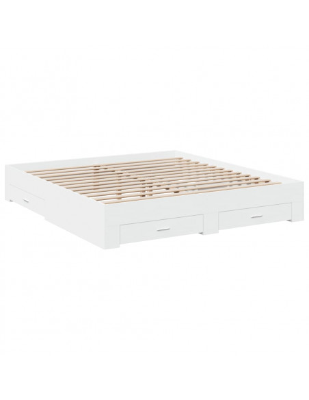 Giroletto con Cassetti Bianco 200x200 cm in Legno Multistrato