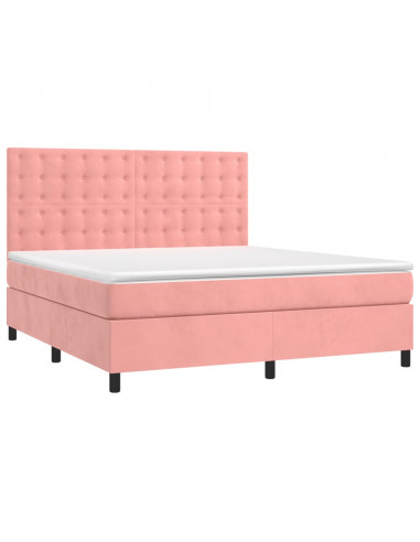 Letto a Molle con Materasso e LED Rosa 180x200 cm in Velluto