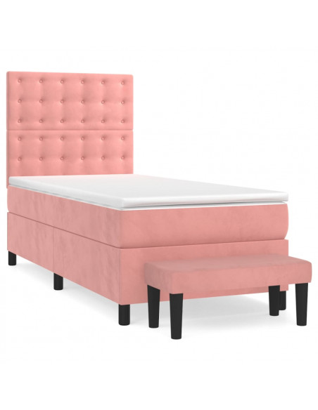 Giroletto a Molle con Materasso Rosa 90x190 cm in Velluto