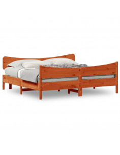 Giroletto con Testiera Marrone Cera 180x200 cm Massello Pino 2