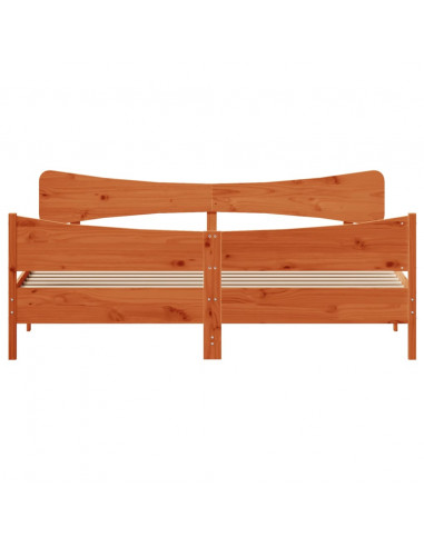 Giroletto con Testiera Marrone Cera 180x200 cm Massello Pino