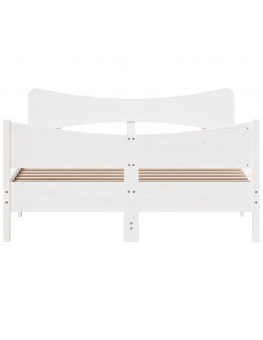 Giroletto con Testiera Bianco 135x190 cm Legno Massello di Pino