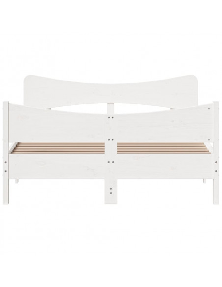 Giroletto con Testiera Bianco 135x190 cm Legno Massello di Pino