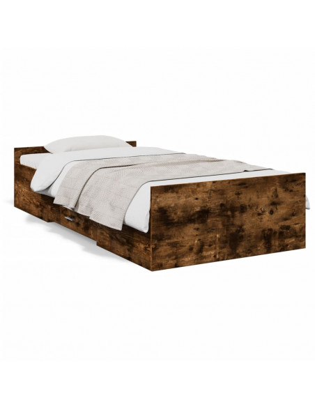 Giroletto con Cassetti Rovere Fumo 90x200 cm Legno Multistrato