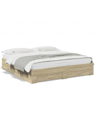 Giroletto Cassetti Rovere Sonoma 200x200 cm Legno Multistrato