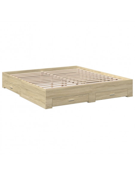 Giroletto Cassetti Rovere Sonoma 200x200 cm Legno Multistrato