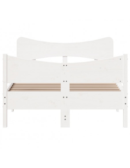 Giroletto con Testiera Bianco 120x200 cm Legno Massello di Pino