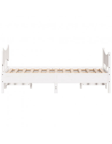 Giroletto con Testiera Bianco 120x200 cm Legno Massello di Pino