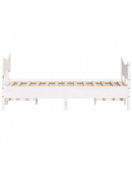 Giroletto con Testiera Bianco 120x200 cm Legno Massello di Pino