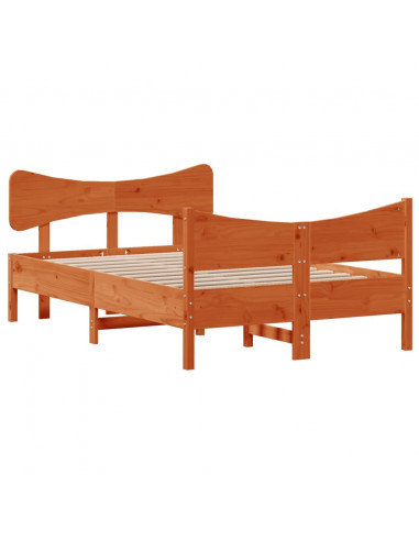 Giroletto con Testiera Marrone Cera 120x190 cm Massello Pino