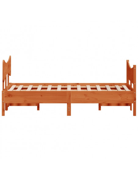 Giroletto con Testiera Marrone Cera 120x190 cm Massello Pino
