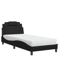Letto con Materasso Nero 90x190 cm in Similpelle 2