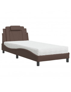 Letto con Materasso Marrone 90x190 cm in Similpelle 2