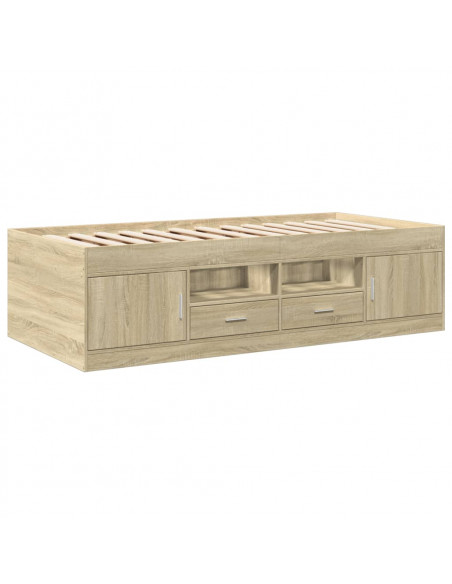 Divano Letto con Cassetti Rovere Sonoma 90x200 cm Multistrato
