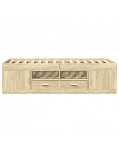 Divano Letto con Cassetti Rovere Sonoma 90x200 cm Multistrato
