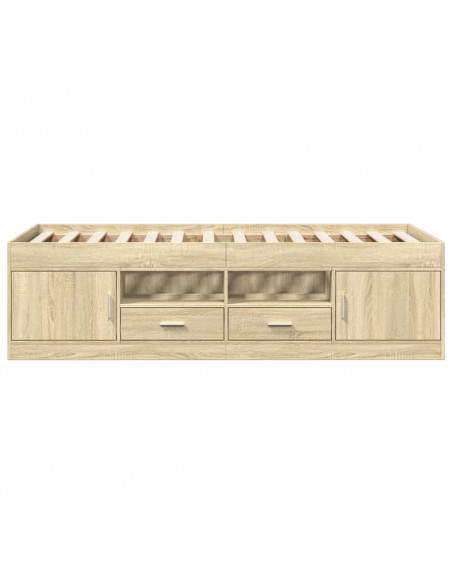 Divano Letto con Cassetti Rovere Sonoma 90x200 cm Multistrato