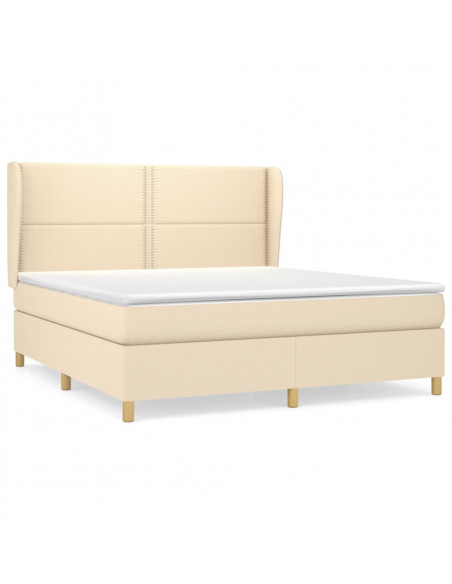 Giroletto a Molle con Materasso Crema 180x200 cm in Tessuto