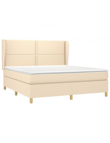 Giroletto a Molle con Materasso Crema 180x200 cm in Tessuto