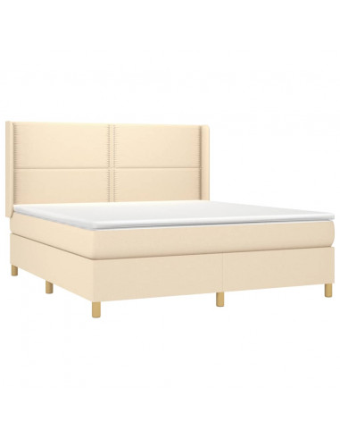 Giroletto a Molle con Materasso Crema 180x200 cm in Tessuto