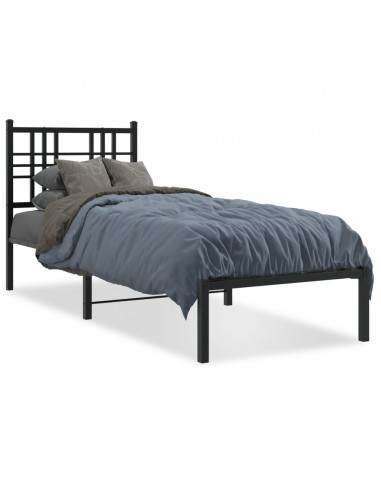 Giroletto con Testiera in Metallo Nero 75x190 cm