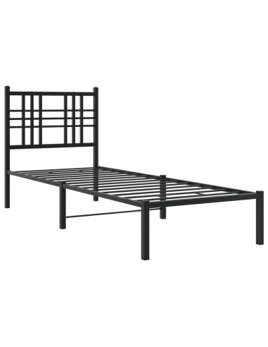 Giroletto con Testiera in Metallo Nero 75x190 cm