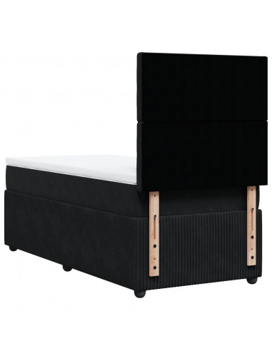 Giroletto a Molle con Materasso Nero 80x200 cm in Velluto