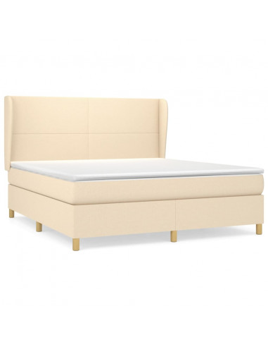 Giroletto a Molle con Materasso Crema 180x200 cm in Tessuto