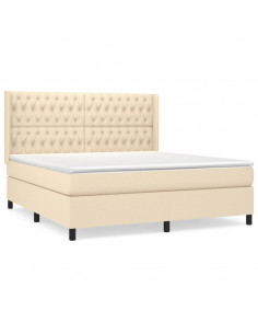 Giroletto a Molle con Materasso Crema 180x200 cm in Tessuto 2