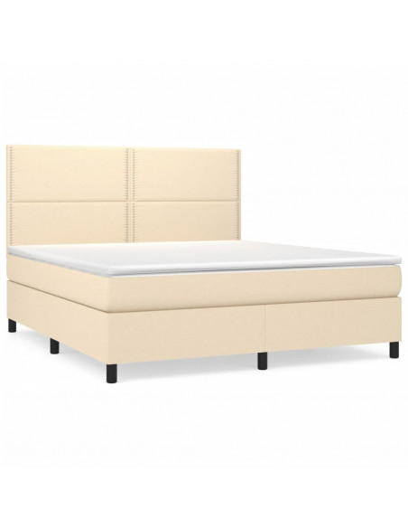 Giroletto a Molle con Materasso Crema 180x200 cm in Tessuto