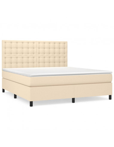 Giroletto a Molle con Materasso Crema 180x200 cm in Tessuto