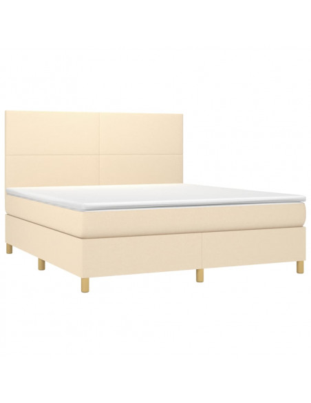 Letto a Molle con Materasso e LED Crema 180x200 cm in Tessuto