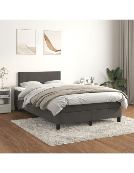 Giroletto a Molle con Materasso Grigio Scuro 120x190 cm Velluto