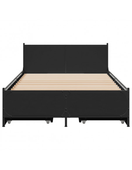 Giroletto con Cassetti Nero 75x190 cm in Legno Multistrato