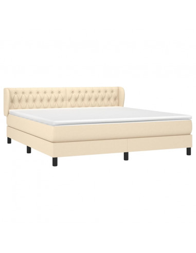 Giroletto a Molle con Materasso Crema 180x200 cm in Tessuto