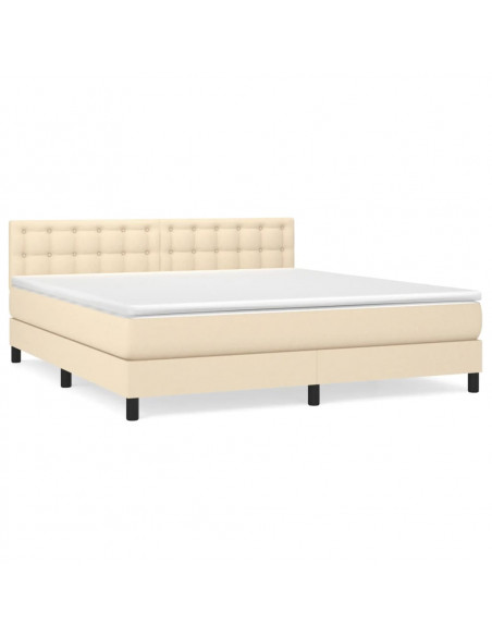 Giroletto a Molle con Materasso Crema 180x200 cm in Tessuto