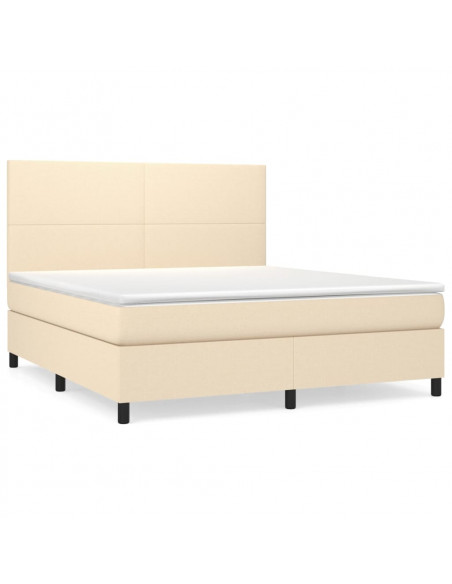 Giroletto a Molle con Materasso Crema 180x200 cm in Tessuto
