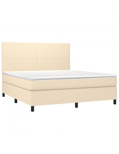 Giroletto a Molle con Materasso Crema 180x200 cm in Tessuto