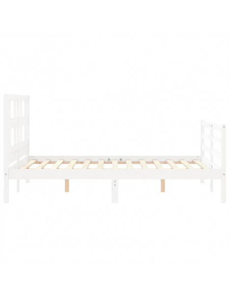 Giroletto con Testiera Bianco 140x200 cm in Legno Massello