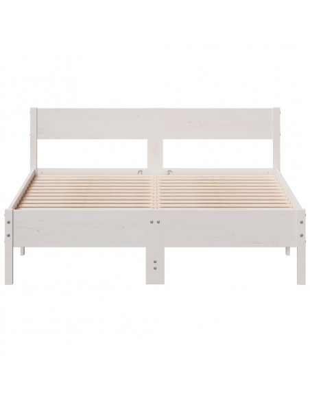 Giroletto con Testiera Bianco 120x200 cm Legno Massello di Pino