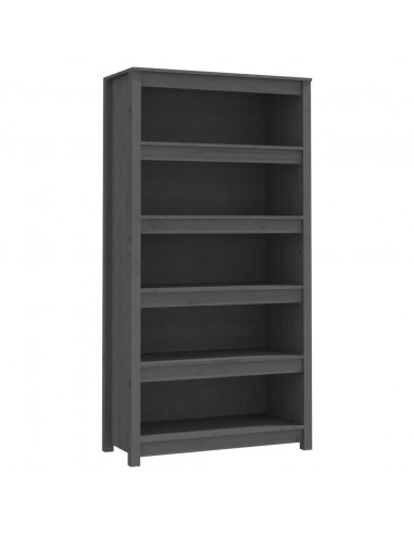 Libreria Grigia 80x35x154 cm in Legno Massello di Pino