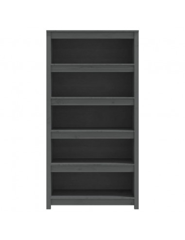 Libreria Grigia 80x35x154 cm in Legno Massello di Pino
