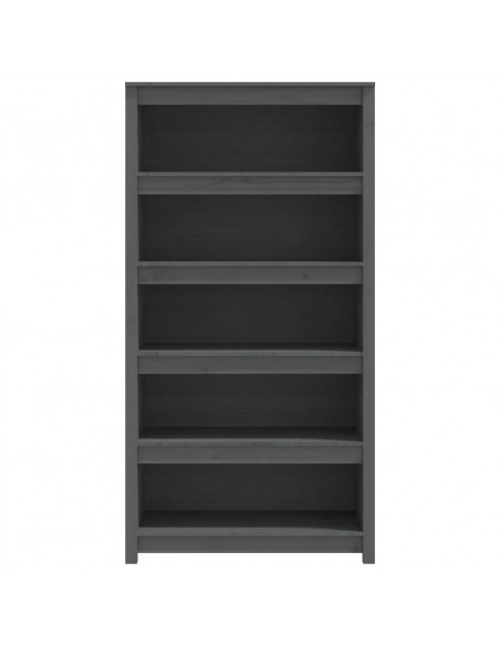 Libreria Grigia 80x35x154 cm in Legno Massello di Pino