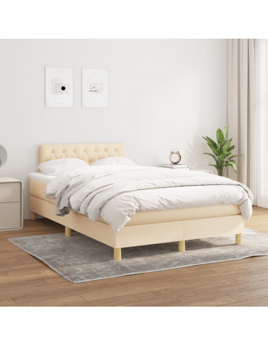 Giroletto a Molle con Materasso Crema 120x190 cm in Tessuto