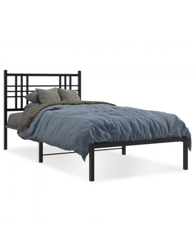 Giroletto con Testiera in Metallo Nero 90x200 cm