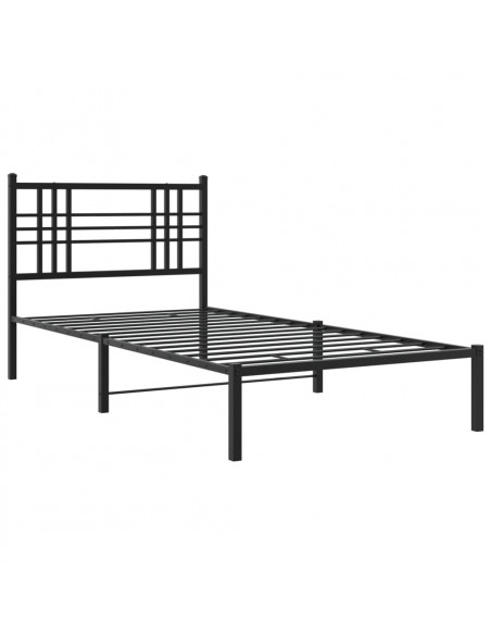 Giroletto con Testiera in Metallo Nero 90x200 cm
